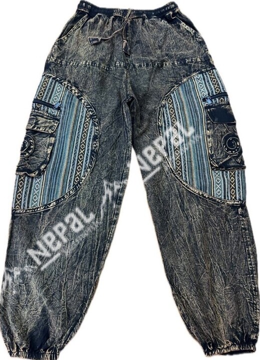 Cotton Stonewashed Baggy Trousers