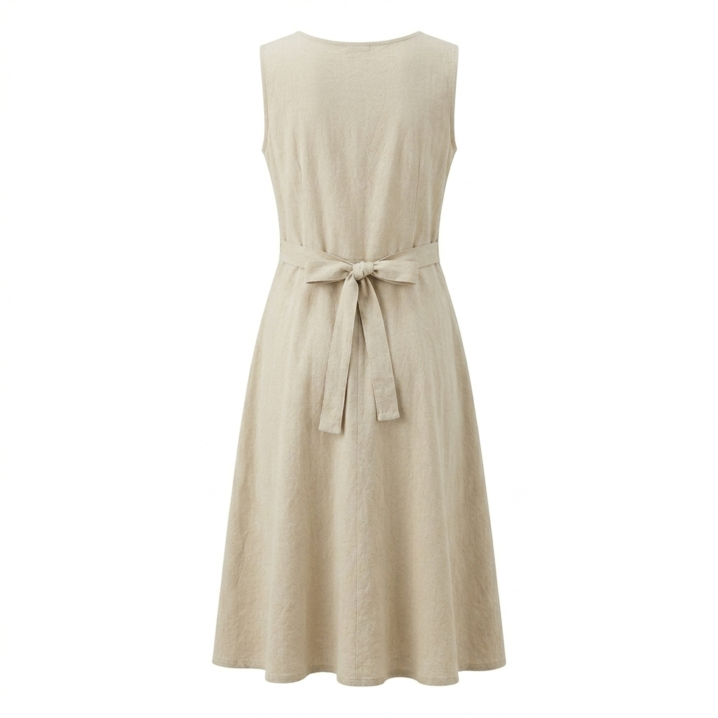 Sleeveless White Cotton Dress