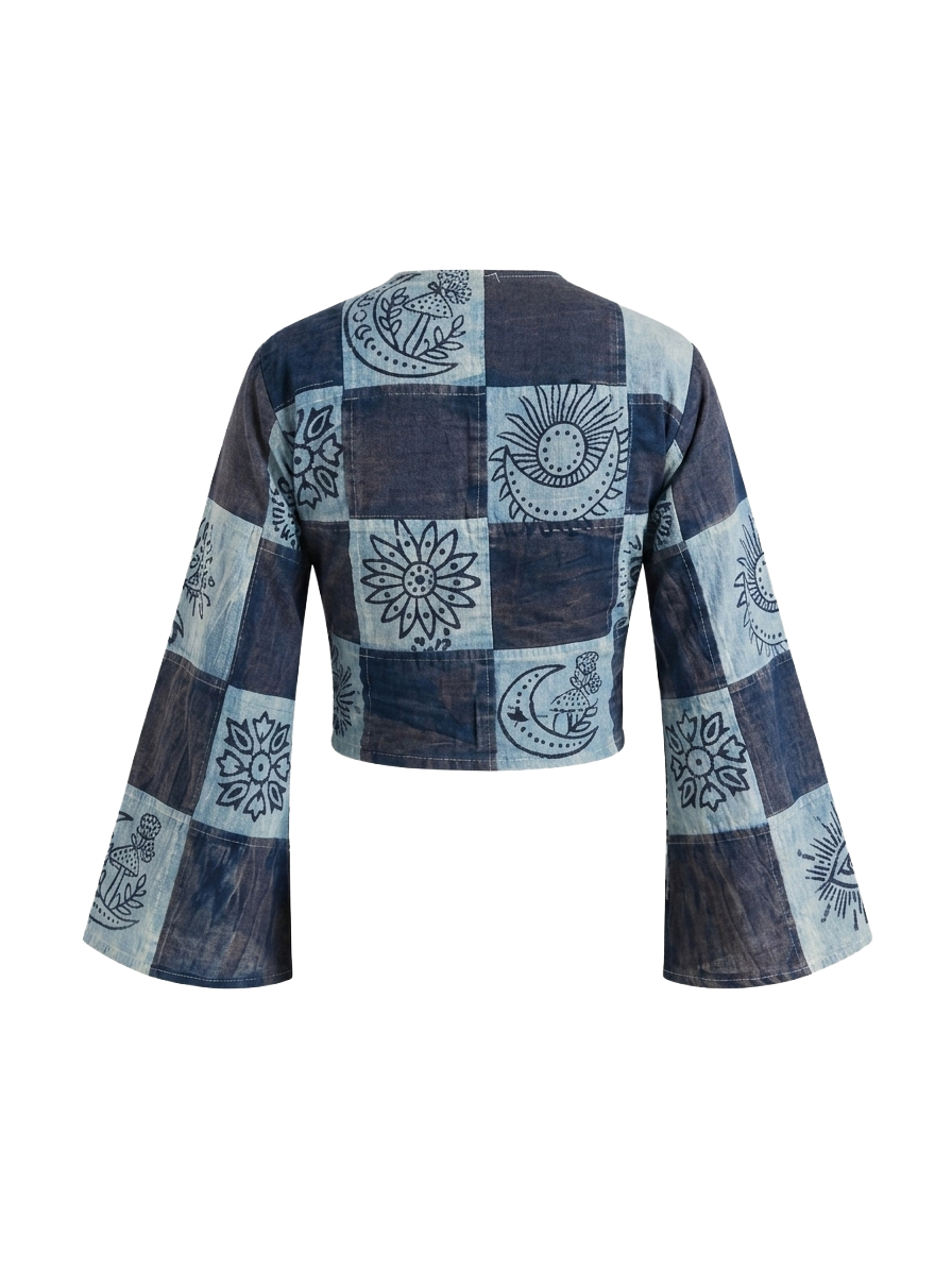 Patchwork Stonewash Wrap Tops