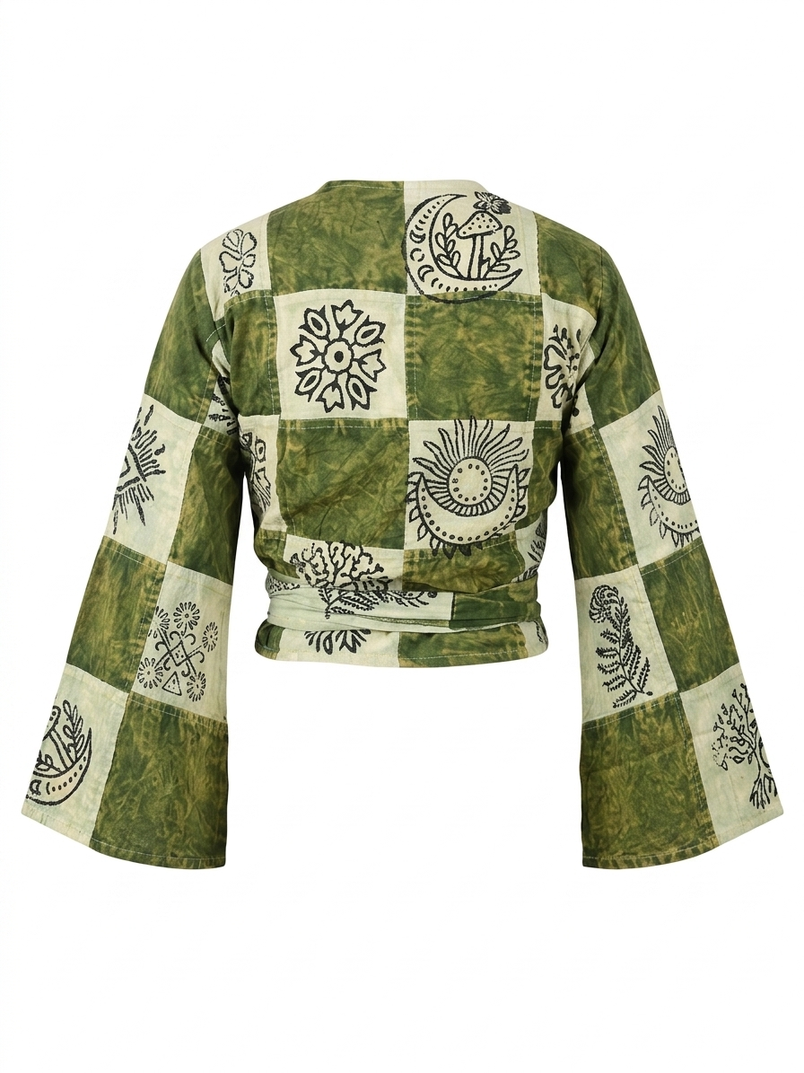 Patchwork Stonewash Wrap Tops