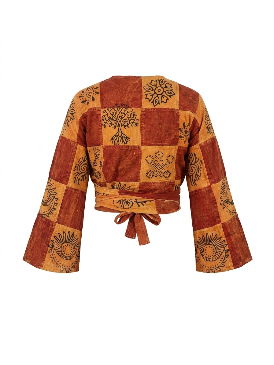Patchwork Stonewash Wrap Tops