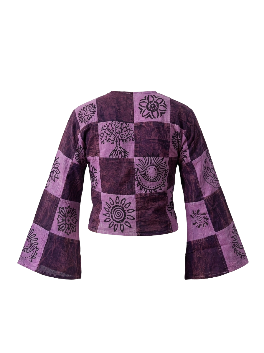 Patchwork Stonewash Wrap Tops