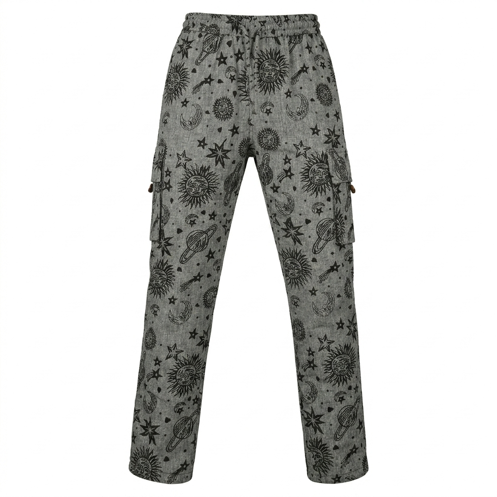Unisex Printed Cotton Cargo Pants/Trousers