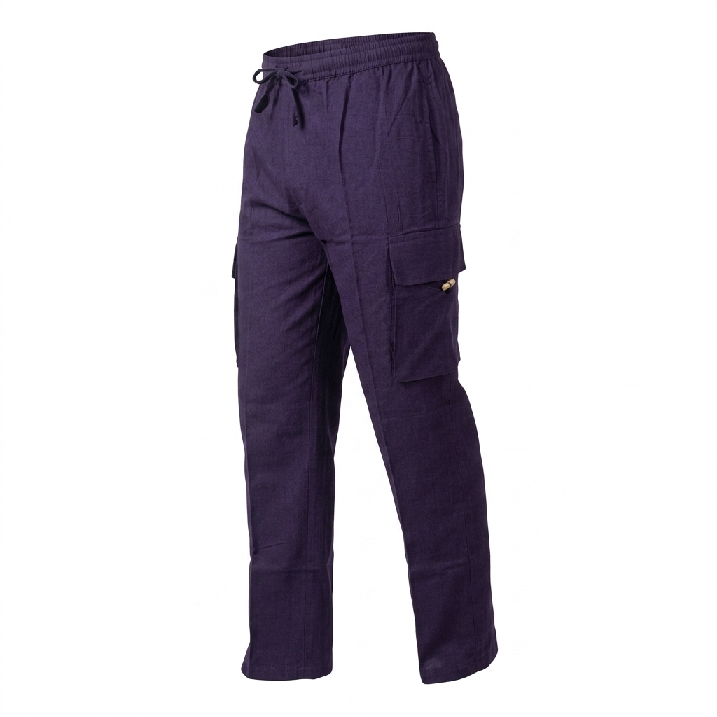 Hippie Plain Cotton Cargo Pants