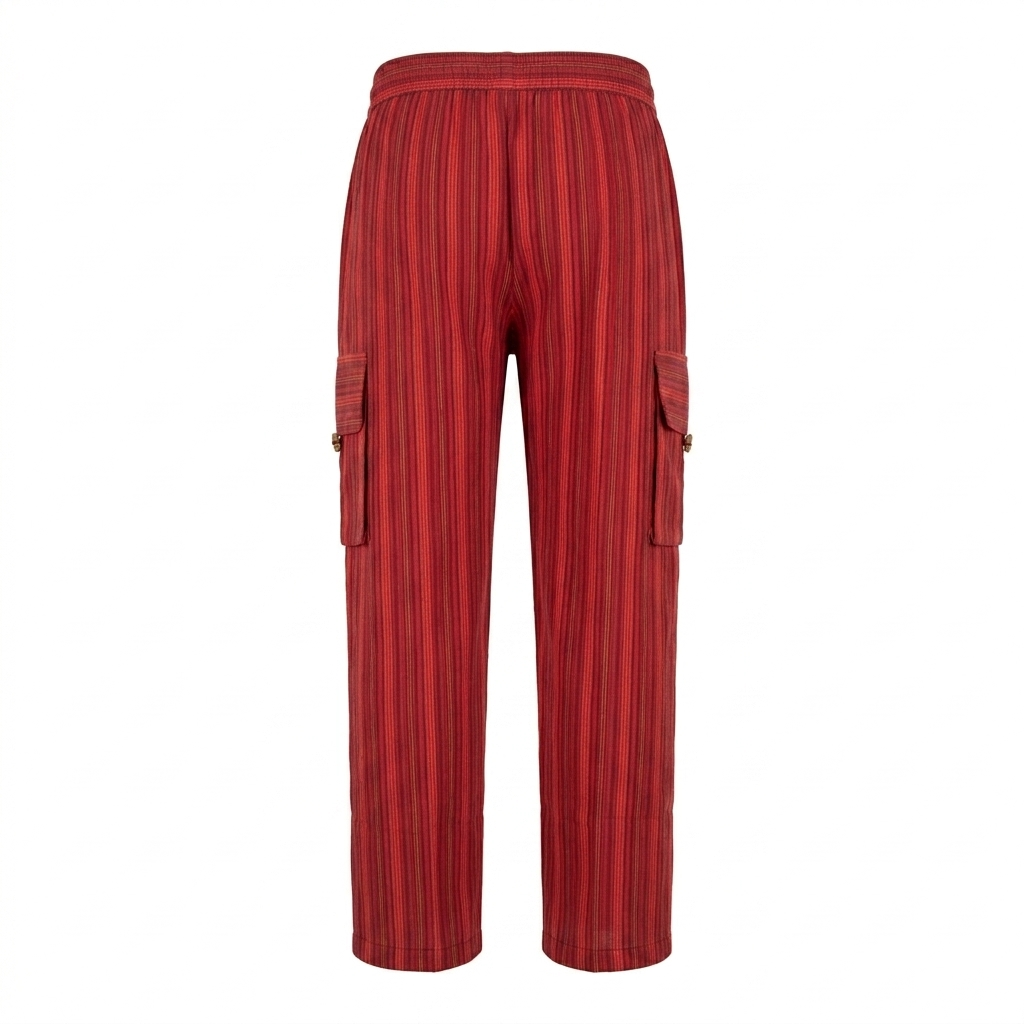 Striped Cotton Cargo Pants/Trousers