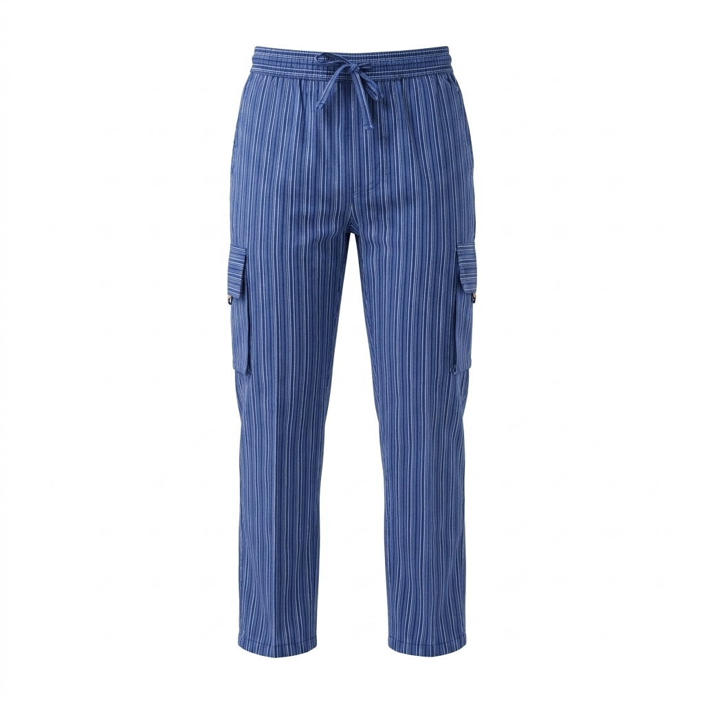 Striped Cotton Cargo Pants/Trousers