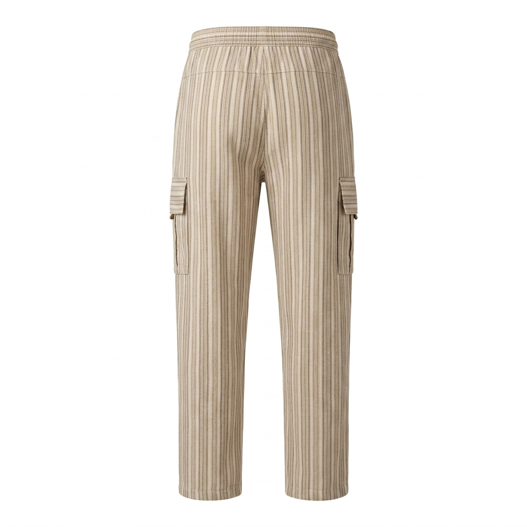 Striped Cotton Cargo Pants/Trousers
