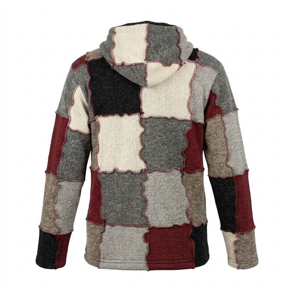 Patchwork Woolen Unisex Hoodie Jacket