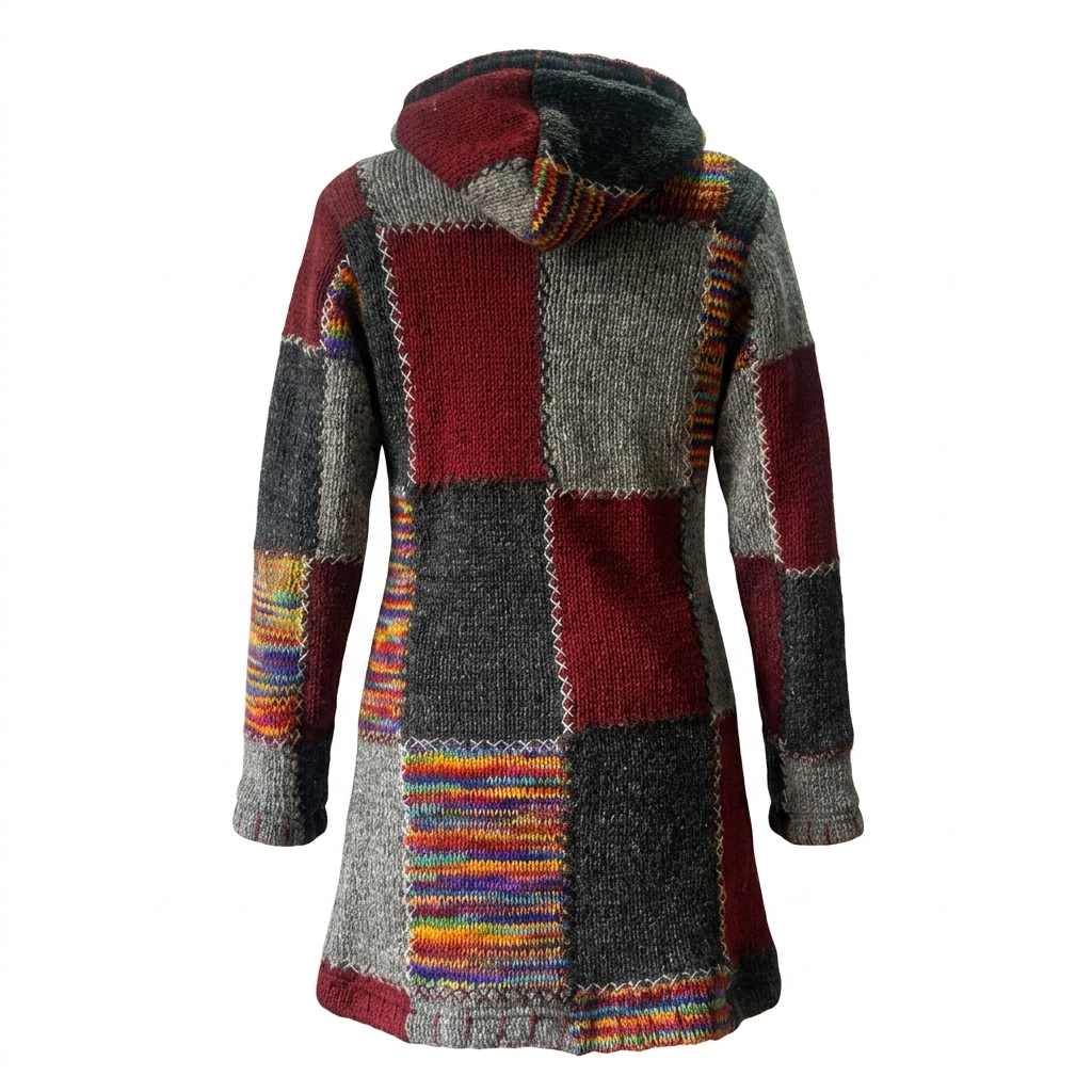 Patchwork Hippie Woolen Women Long Jacket