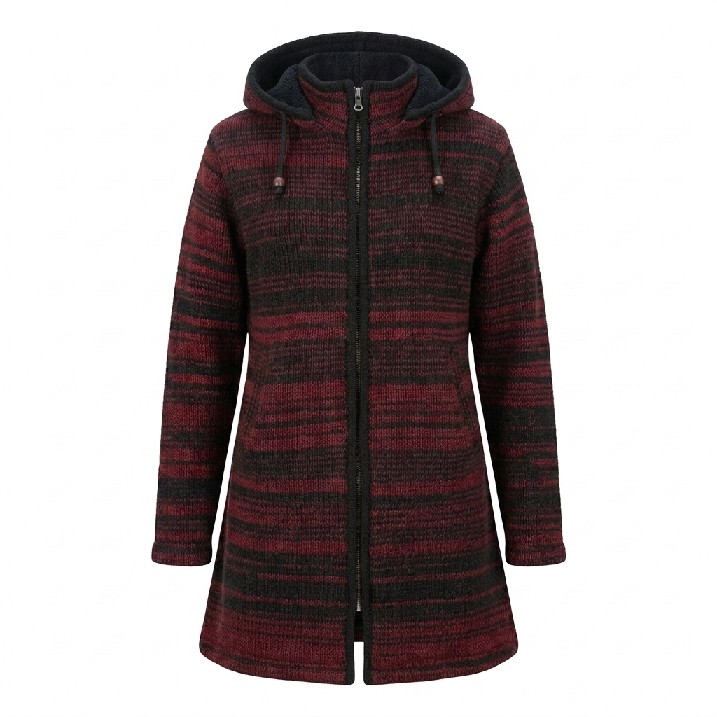 Hand-Knitted Tie-Dye Woolen Long Jacket