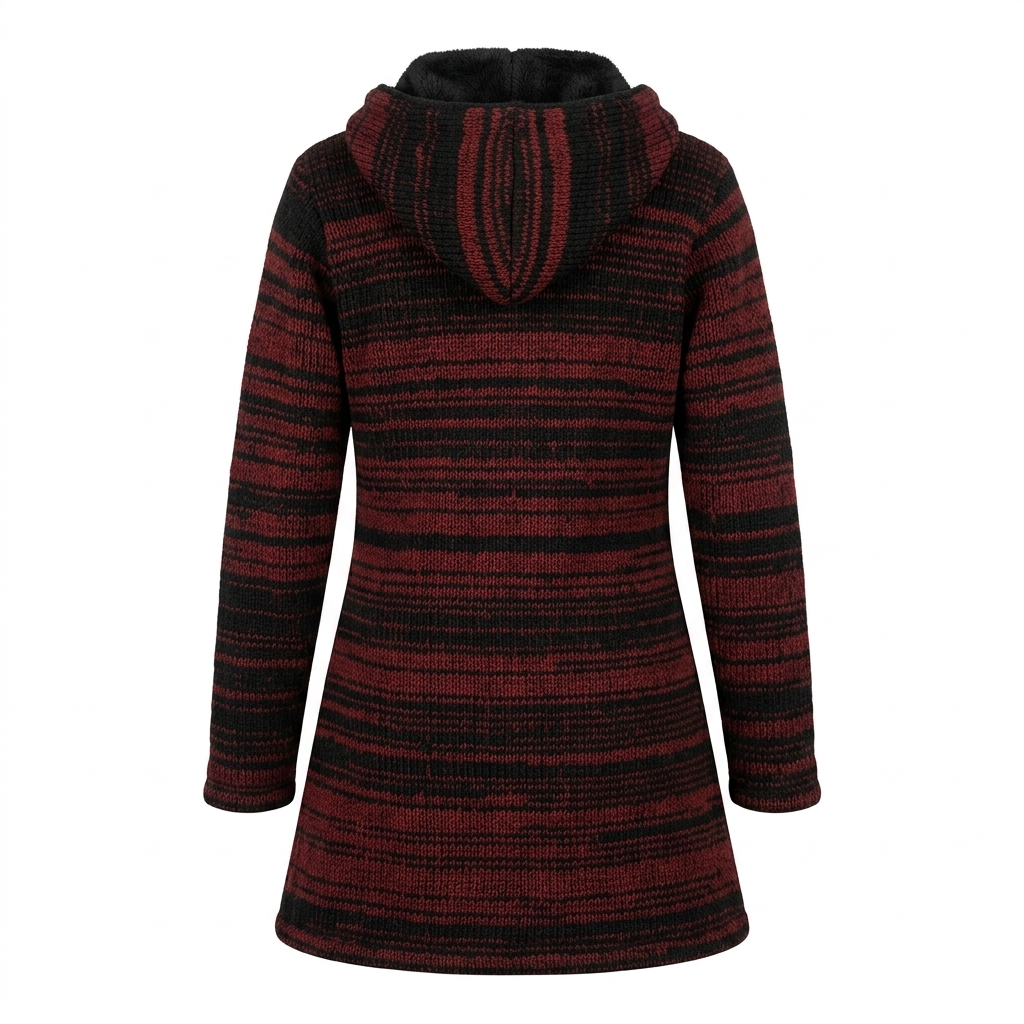 Hand-Knitted Tie-Dye Woolen Long Jacket