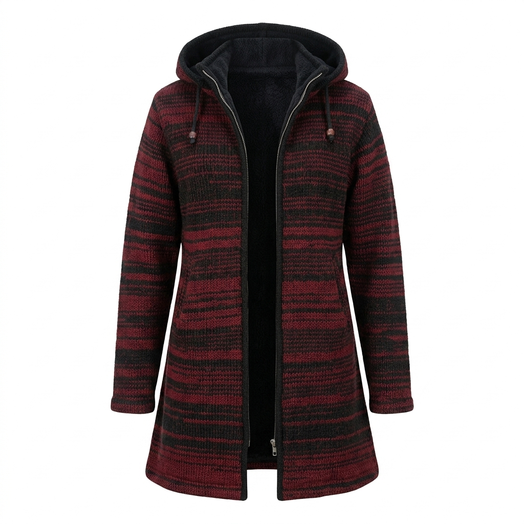 Hand-Knitted Tie-Dye Woolen Long Jacket
