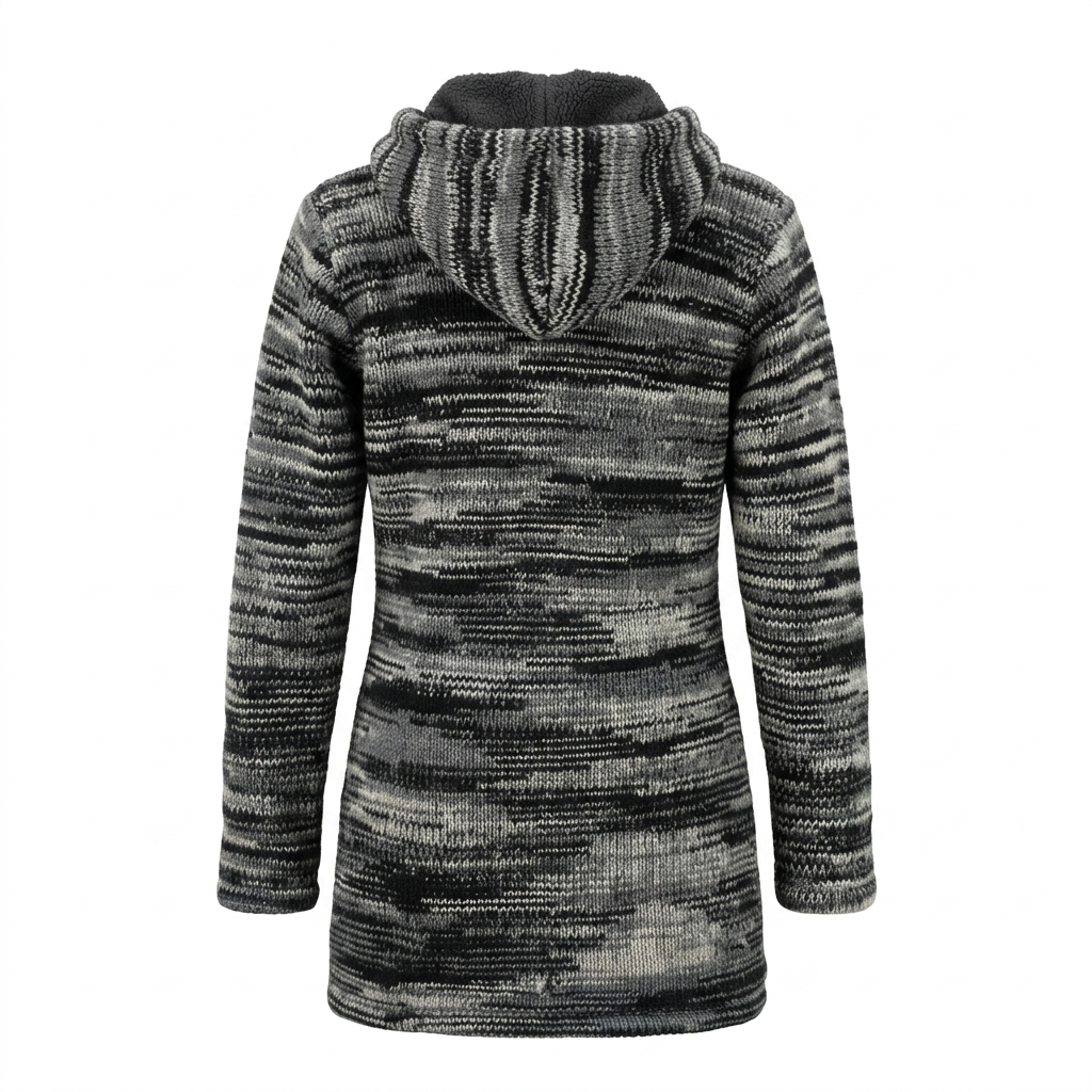 Hand-Knitted Tie-Dye Woolen Long Jacket