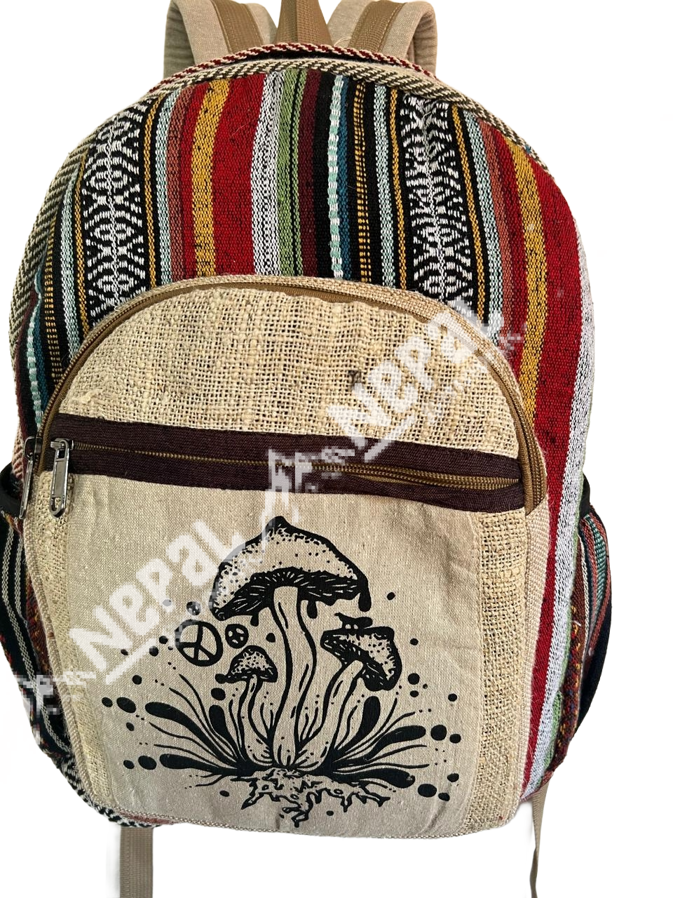 Mushroom Print Hemp Backpack
