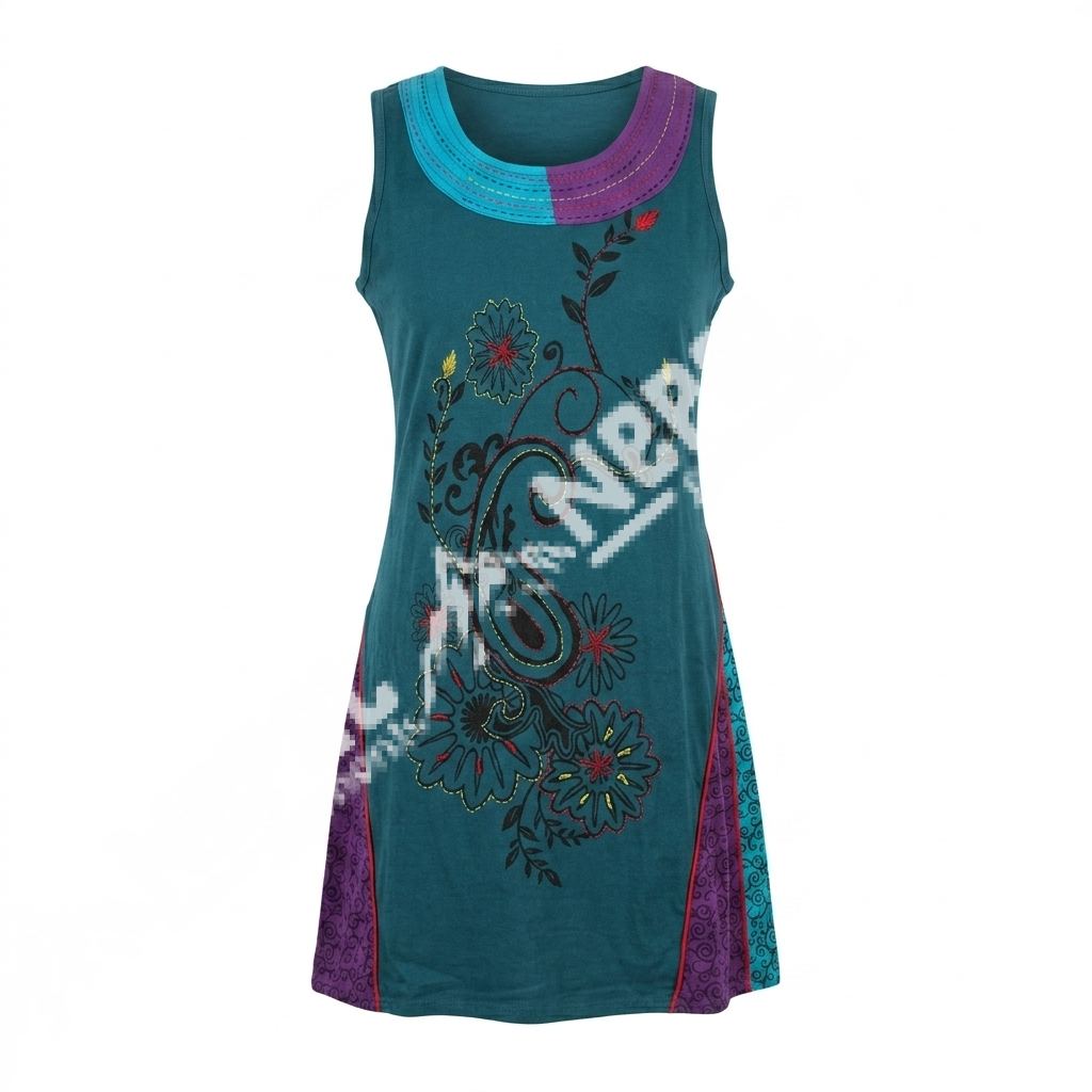 Sleeveless Green Cotton Dress