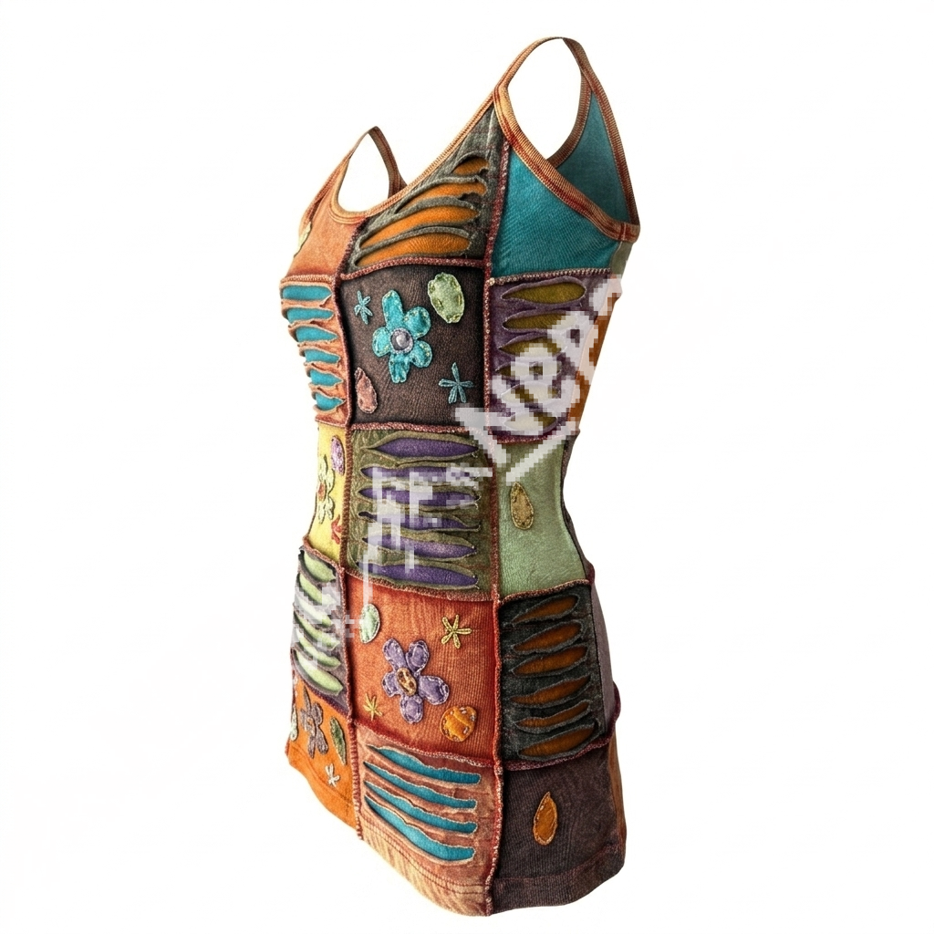 Hand Embroidered With Patchwork Tanktop