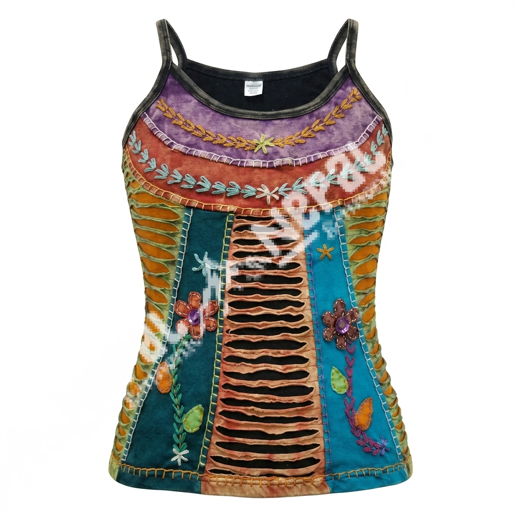 Vibrant Vision Women's Tank Top – Handmade in Nepal | Boho Hippie Wear