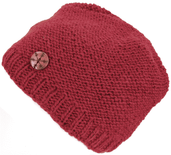 Hand Knitted Beanie With Botton