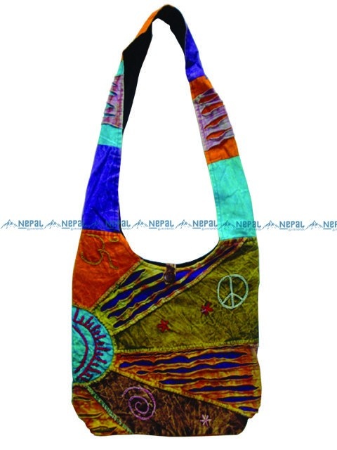 Peace Symbol Cotton Shoulder Bag