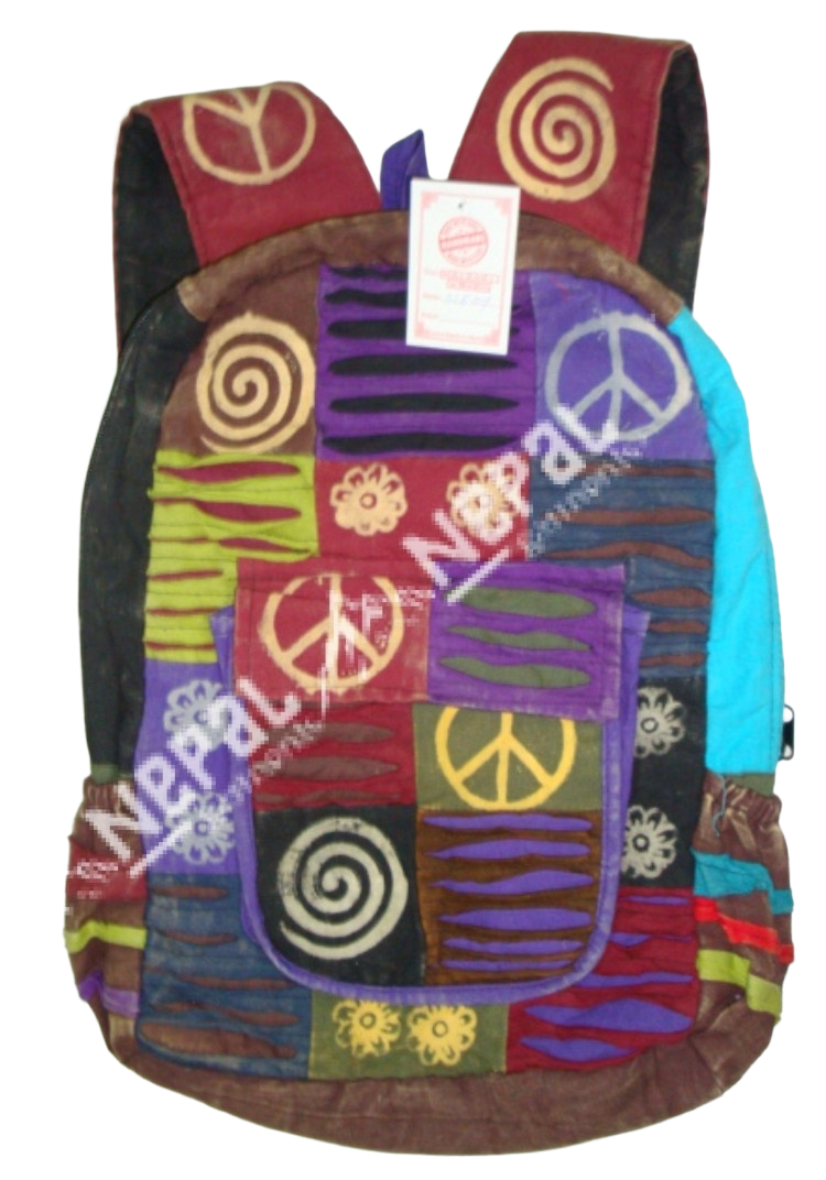 Hand Embroidery And Razor Cut Cotton Back Pack Bag