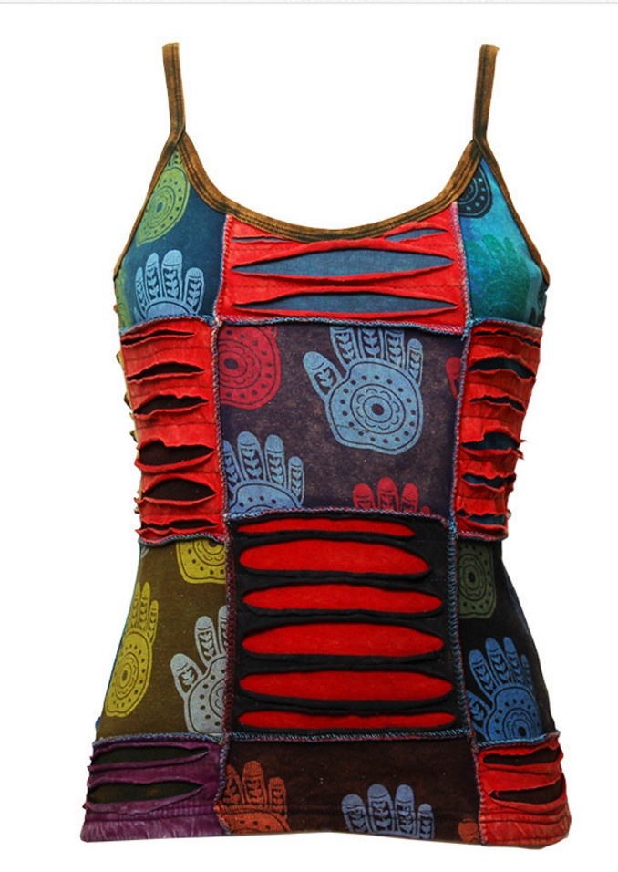 Razor Cut Hamsa Hand Print Women's Cotton Tank Top