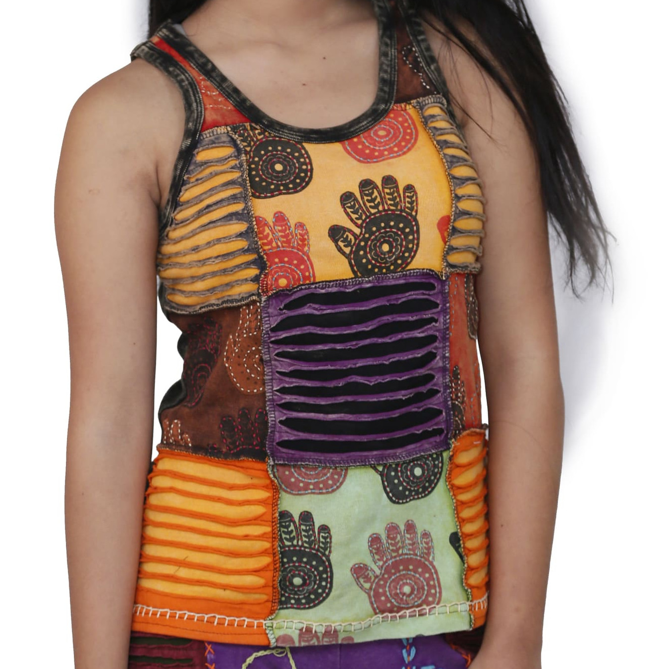 Hamsa Print Razer-Cut Tank Top